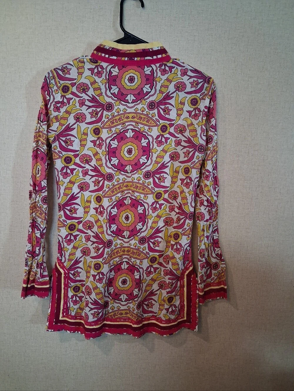 Tory Burch Tunic Top Sequin Embellished Floral Blouse Pink Alhambra 2 Stephanie
